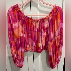 Vici Vibrant Pink and Orange Women's Top on/off shoulder